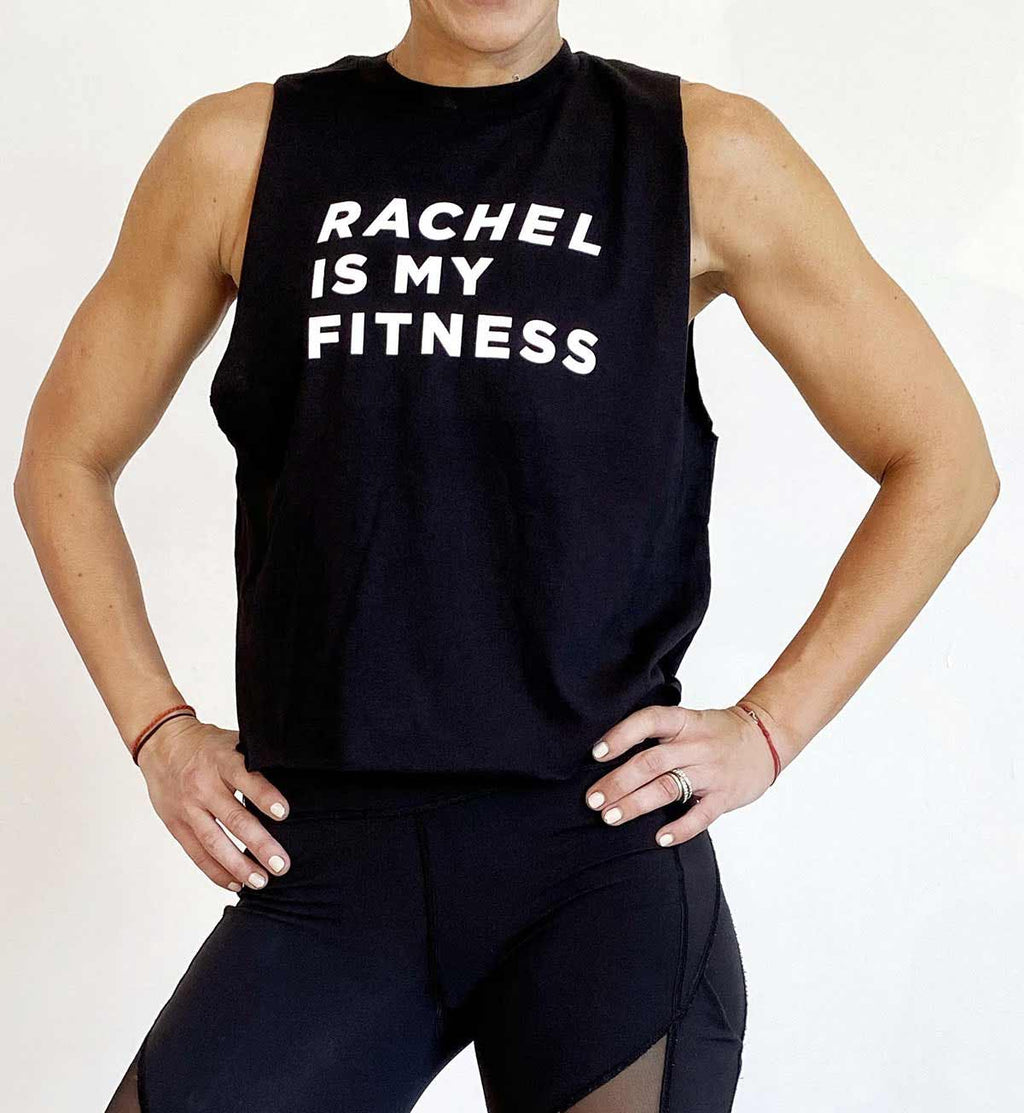 Rachel Is My Fitness Long Crop T-Shirt - black