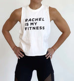 Load image into Gallery viewer, Rachel Is My Fitness Long Crop T-Shirt - white
