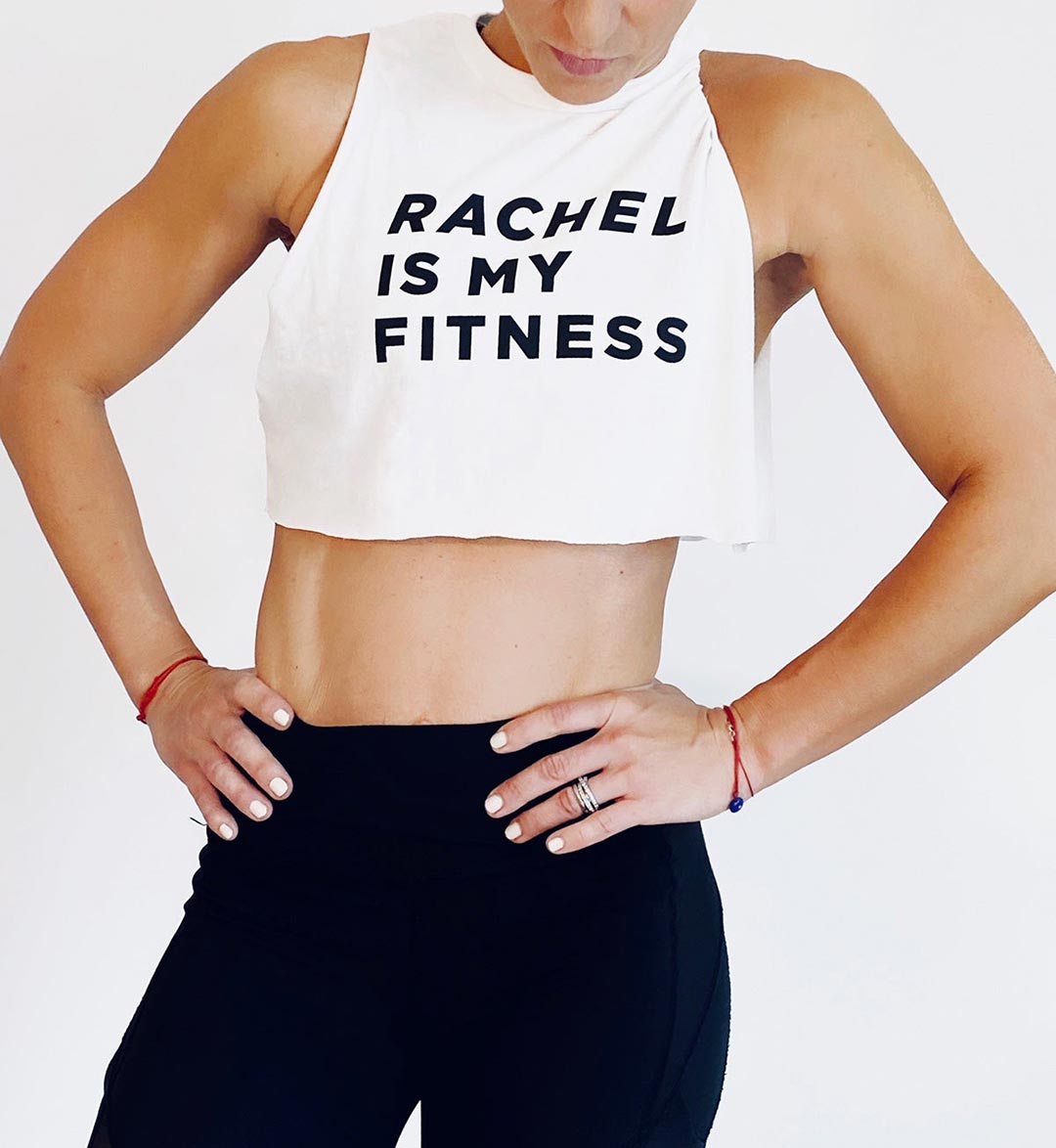 Rachel Is My Fitness Super Short Crop T-shirt - white